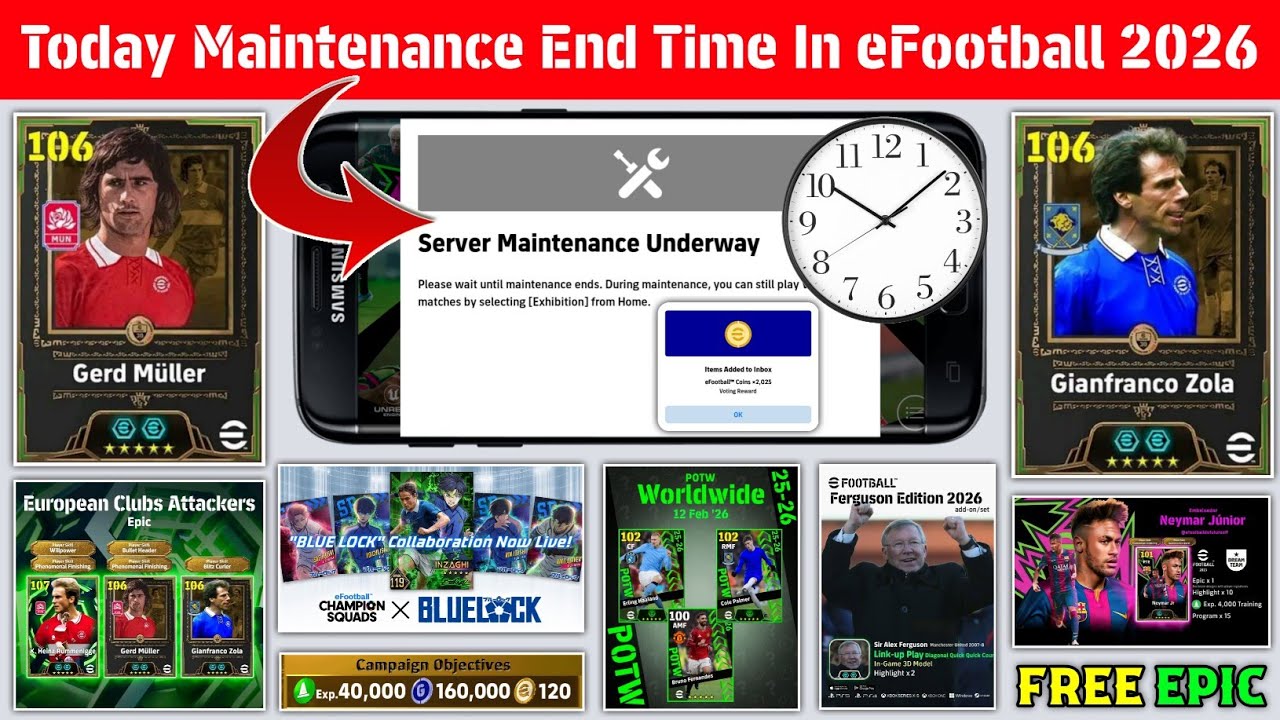 Maintenance End Time Today In eFootball 2026 Mobile | Pes Server Maintenance | Maintenance End Time