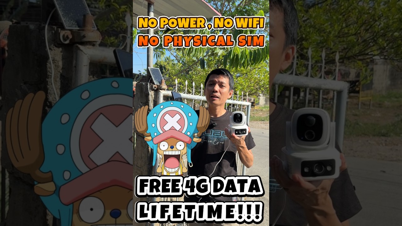 CCTV free lifetime 4g network data, no power required, no wifi, no simcard it has built-in Esim.