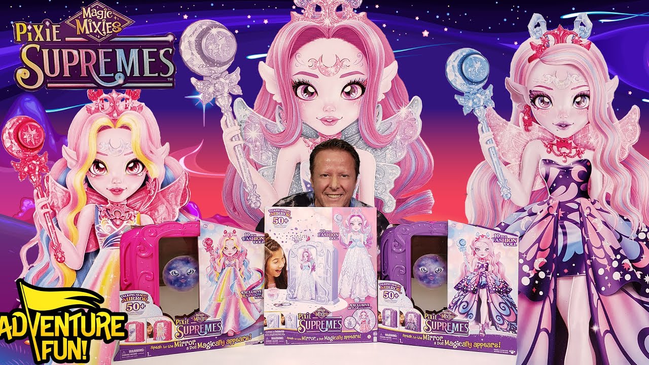 4 Magic Mixies Pixies Supremes: Luna, Skylar, Aria and Special Edition Shimmer Fashion Dolls!