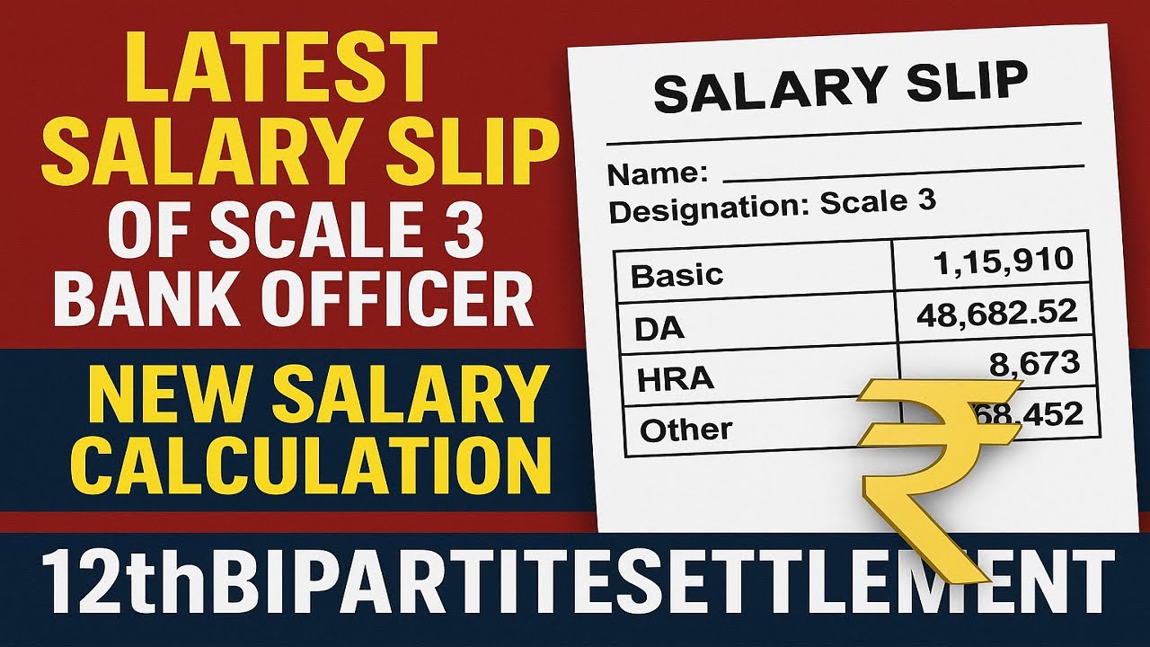 Latest Salary slip of scale 3 bank officer | New salary calculation | #12thbipartitesettlement