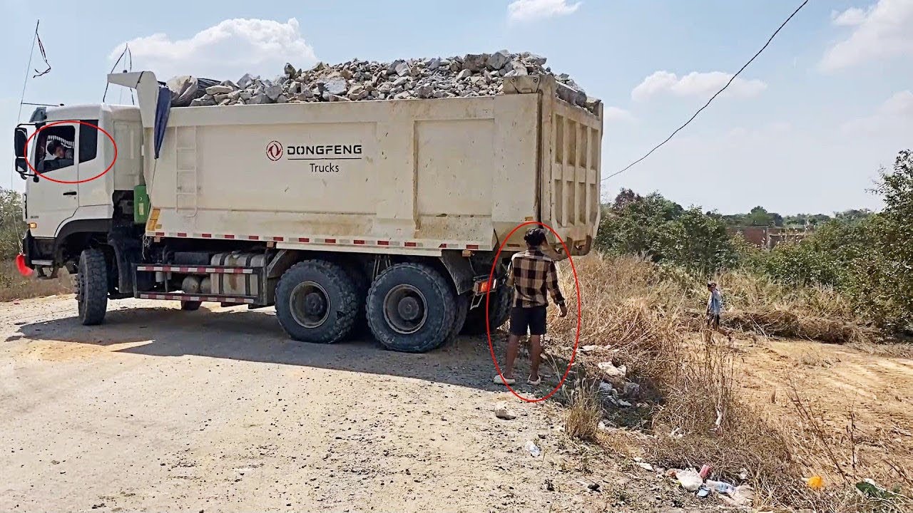 Incredible!! Truck Caterpillar 12 Wheel Loader Loading Stone and Bulldozer Pour Stone build Roa