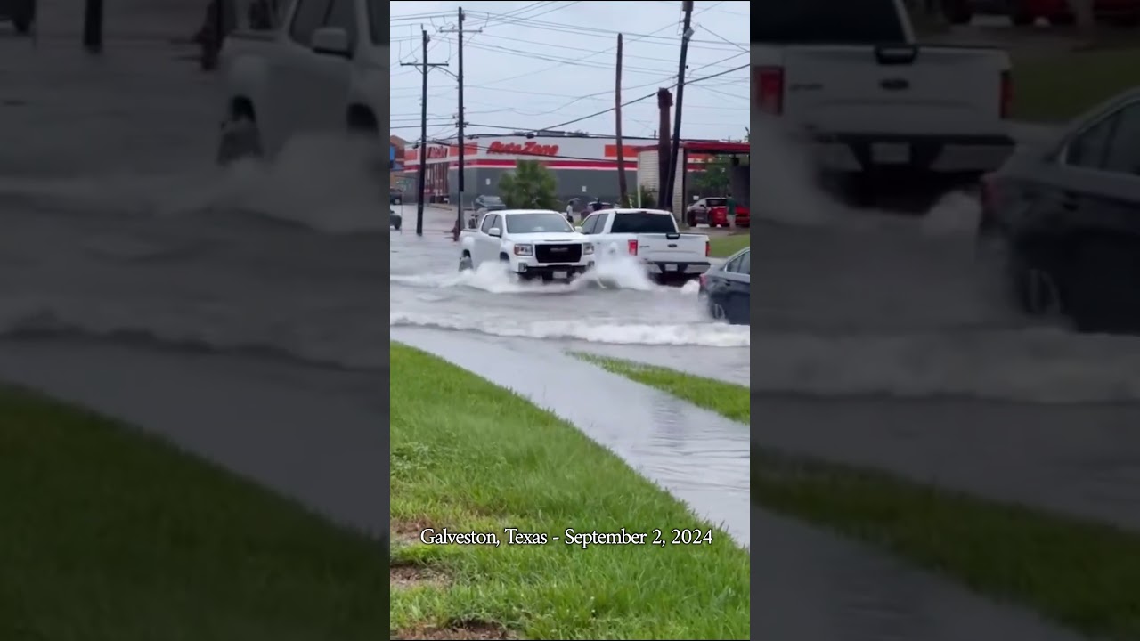 Torrential Rains Turn Galveston, Texas Streets into Rivers