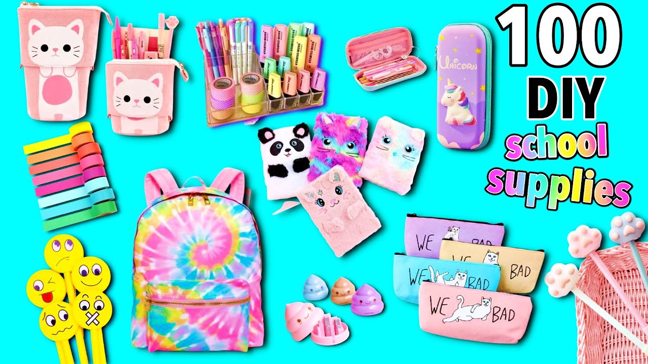 100 DIY - SCHOOL SUPPLIES IDEAS - BACK TO SCHOOL HACKS AND CRAFTS