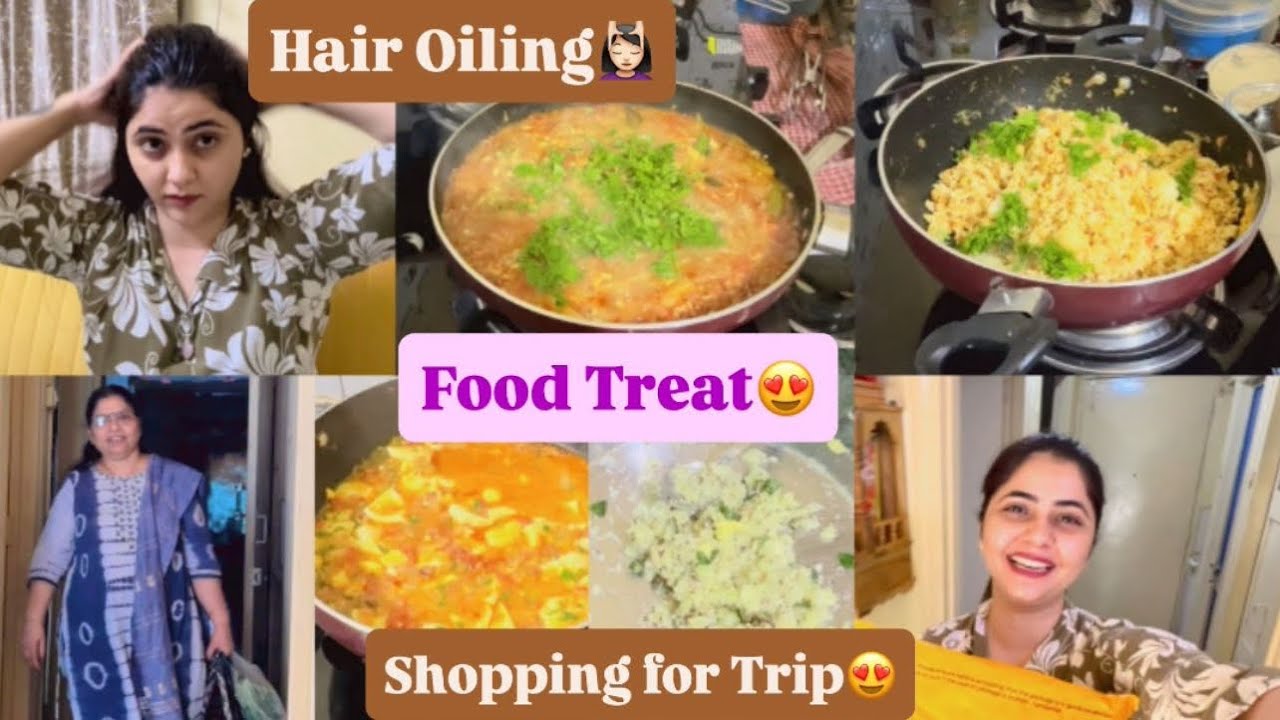 Food Treat😍Sweet-Potato Koshimbir/ Matki-Rice/ Egg Curry/ Egg Rice/ Hair Oiling/ Shopping for Trip❤️