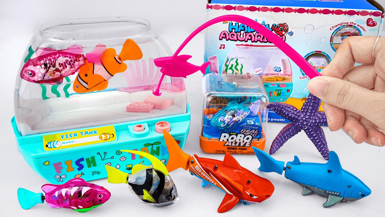 Satisfying Unboxing Light Robo Fishing Aquarium Playset ASMR