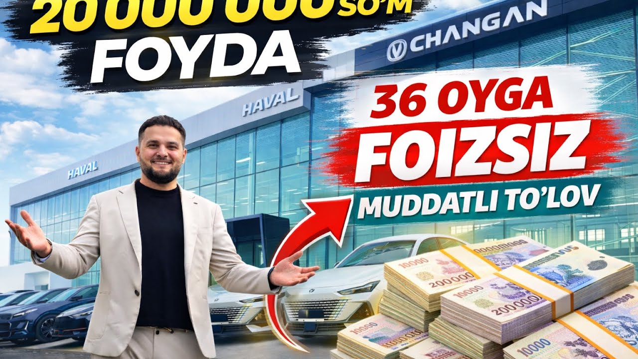 Haval - 36 oygacha foizsiz muddatli to’lov | Haval Rassrochka | Changan Rassrochka | Haval Navoiy