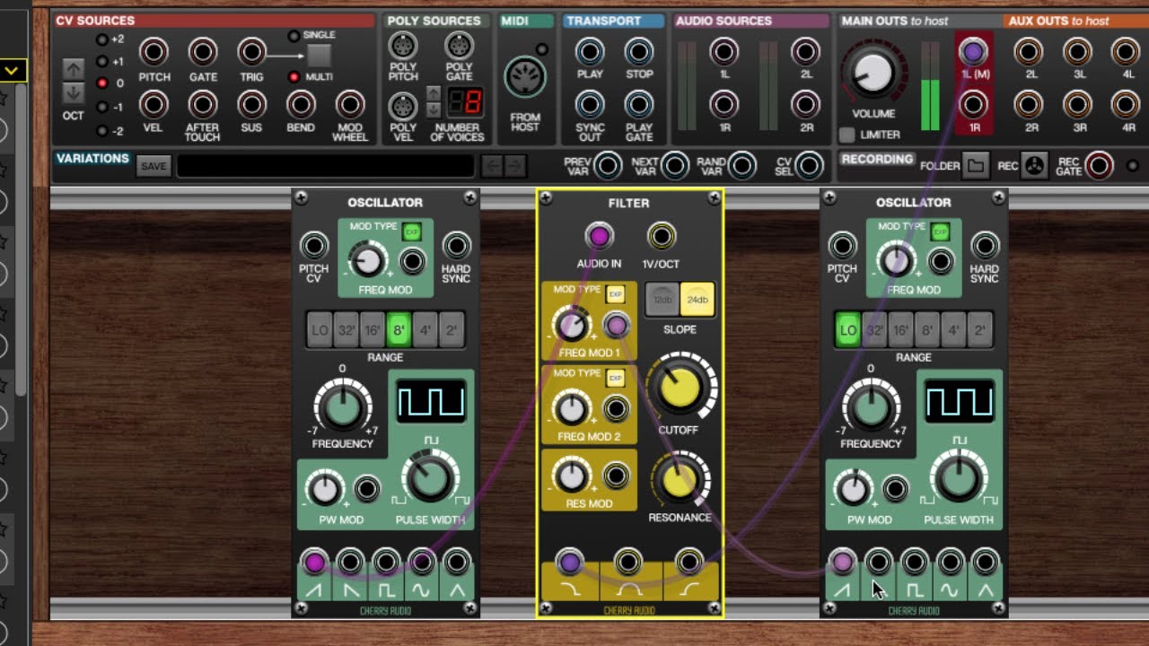 Control Signal Aliasing in Voltage Modular by Cherry Audio (Modulating Filter Cutoff at Audio Rates)