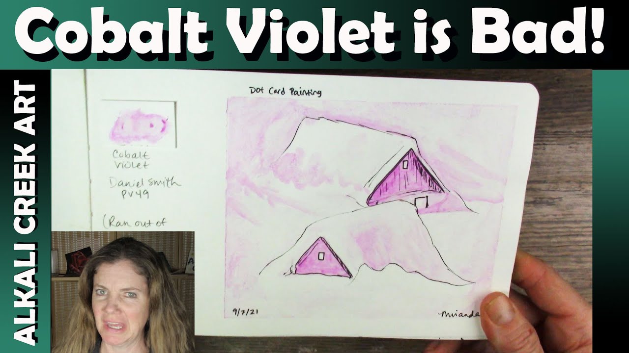 Cobalt Violet BITES THE BIG ONE.  Eight Dot Card Paintings Using This Terrible Color - It Is Torture