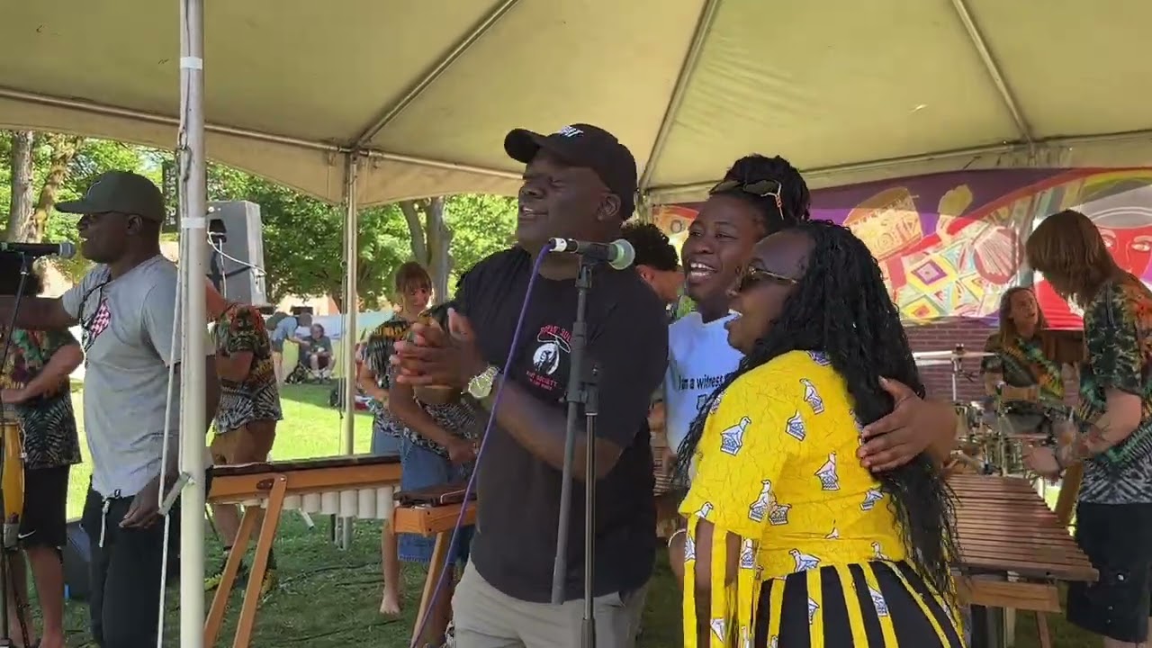 Zimfest Day stage with teachers and friends 