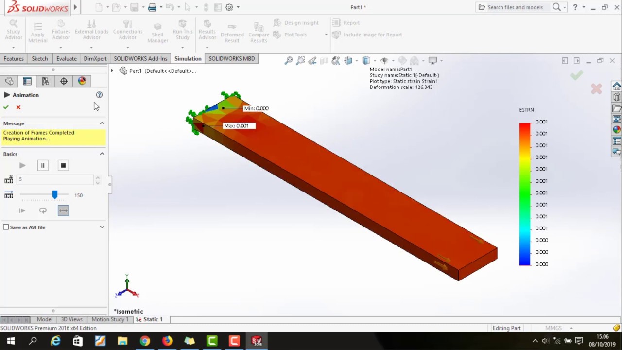 Bar Simulation using the Solidworks 2016 Application