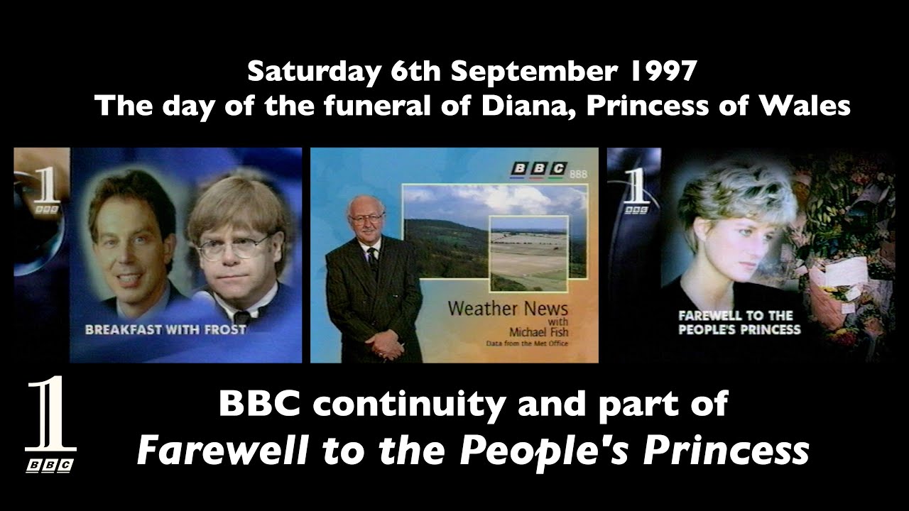 1997 Princess Diana Funeral | BBC 1 continuity, Weather & Farewell to the People’s Princess (2 mins)