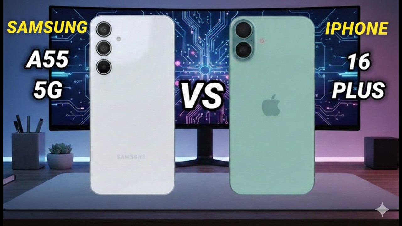 Samsung Galaxy A55 vs iPhone 16 – Full Comparison | Camera, Speed, Battery & Display Test