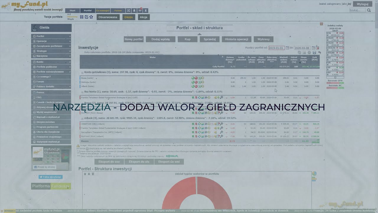myfund.pl - Narzędzia:  Dodaj walor z giełd zagranicznych