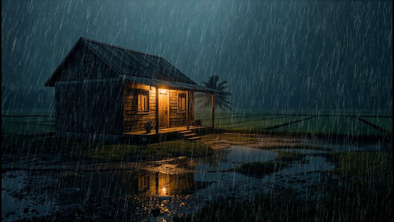 Peaceful Rainy Night at a Wooden Cabin 🌧️ Soothing Rain Sounds for Sleep Fast and Relaxation