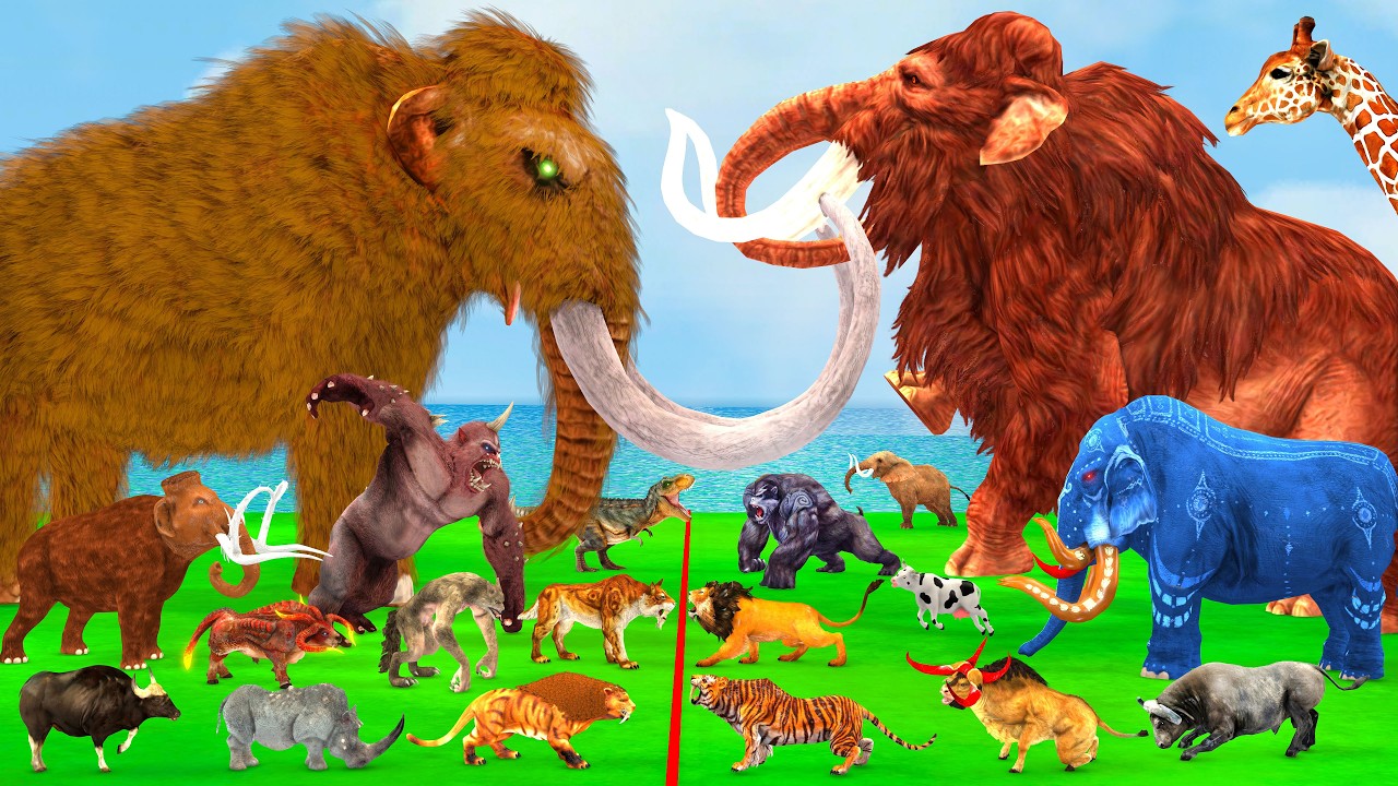 Prehistoric Animals VS Modern Mammals Epic Battle Size Comparison Animal Revolt Battle Simulator
