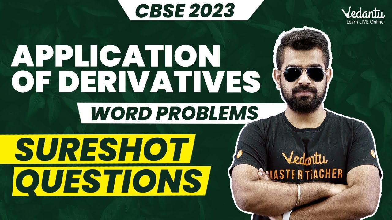 Application Of Derivatives Class12 | Word Problems | Sureshot Questions| Shimon Sir | V Master Tamil