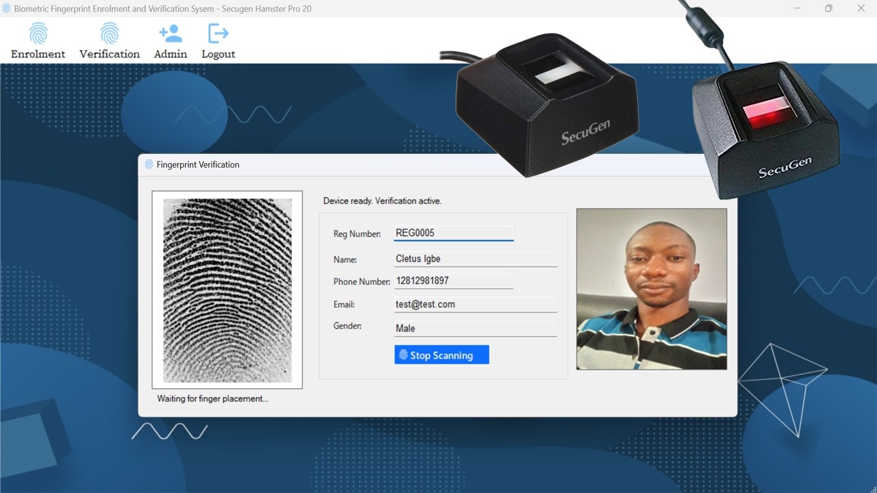Biometric Fingerprint Enrolment and Verification System in C# Source Code | Secugen Scanner