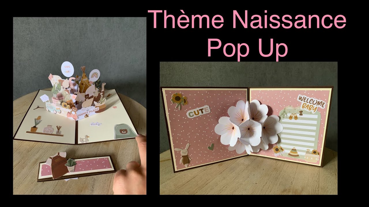 TUTO SCRAP 2 Cartes Pop Up thème naissance