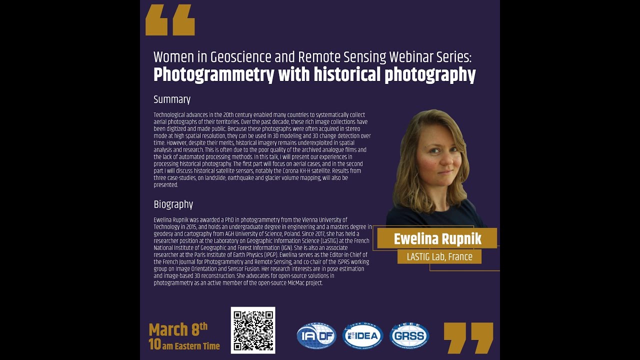 Women in Geoscience and Remote Sensing Webinar Series: Photogrammetry with Historical Photography