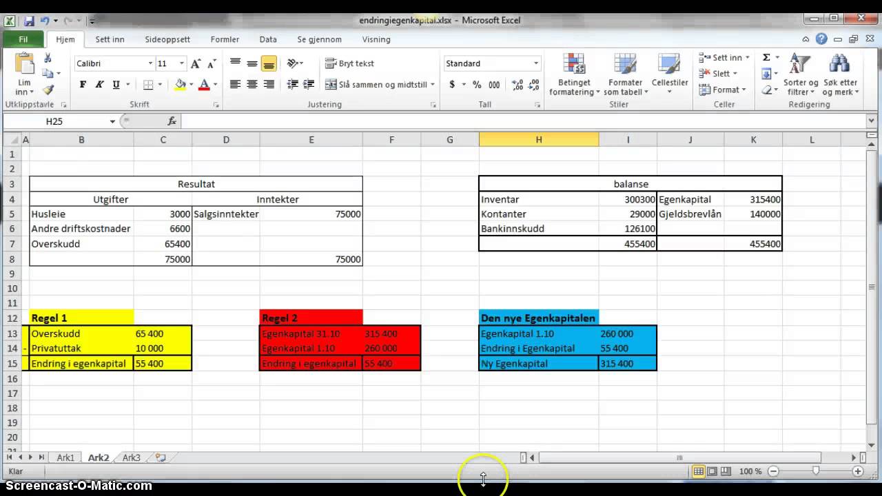 Regnskap: Endring av Egenkapital (Utarbeidet av Fanny og Herman)