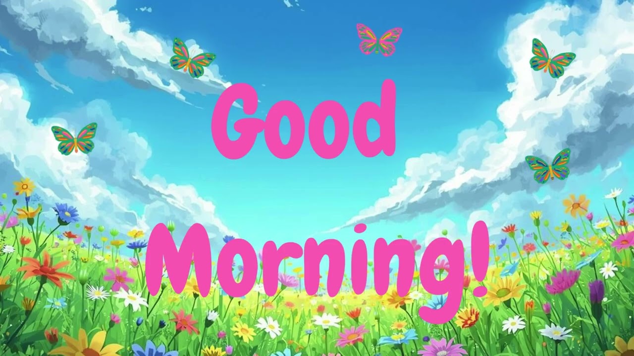 Good Morning Classroom Screen 🌸 | Gentle Morning Greeting Loop with Flower Field & Butterflies