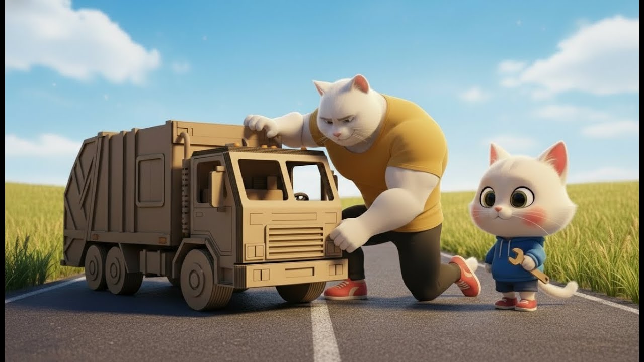 They Laughed at a Kitten’s Cardboard Garbage Truck… Until the Impossible Happened | AI Cat Story