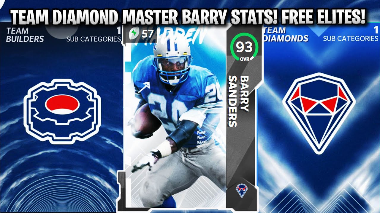 93 OVERALL TEAM DIAMOND MASTER BARRY SANDERS STATS! FREE ELITES! ALL TEAM DIAMOND SETS! | MADDEN 21