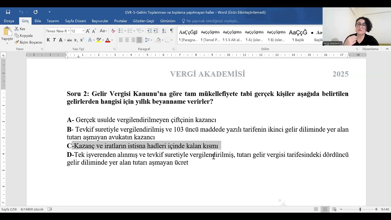 GELİRİN TOPLANMASI VE BEYANI 2025