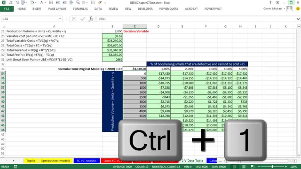 Basic Excel Business Analytics #06: 2 Variable Data Table For What-If Analysis
