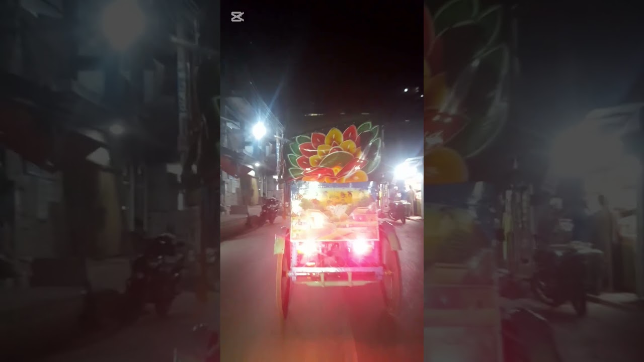 বরিশাল সদর রোড থেকে ভাটিখানা যাওয়ার সময় রাতের  দৃশ্য। ব্যাটারী চালিত রিকশা গুলো কী ঝুকিপূর্ণ চালায়।