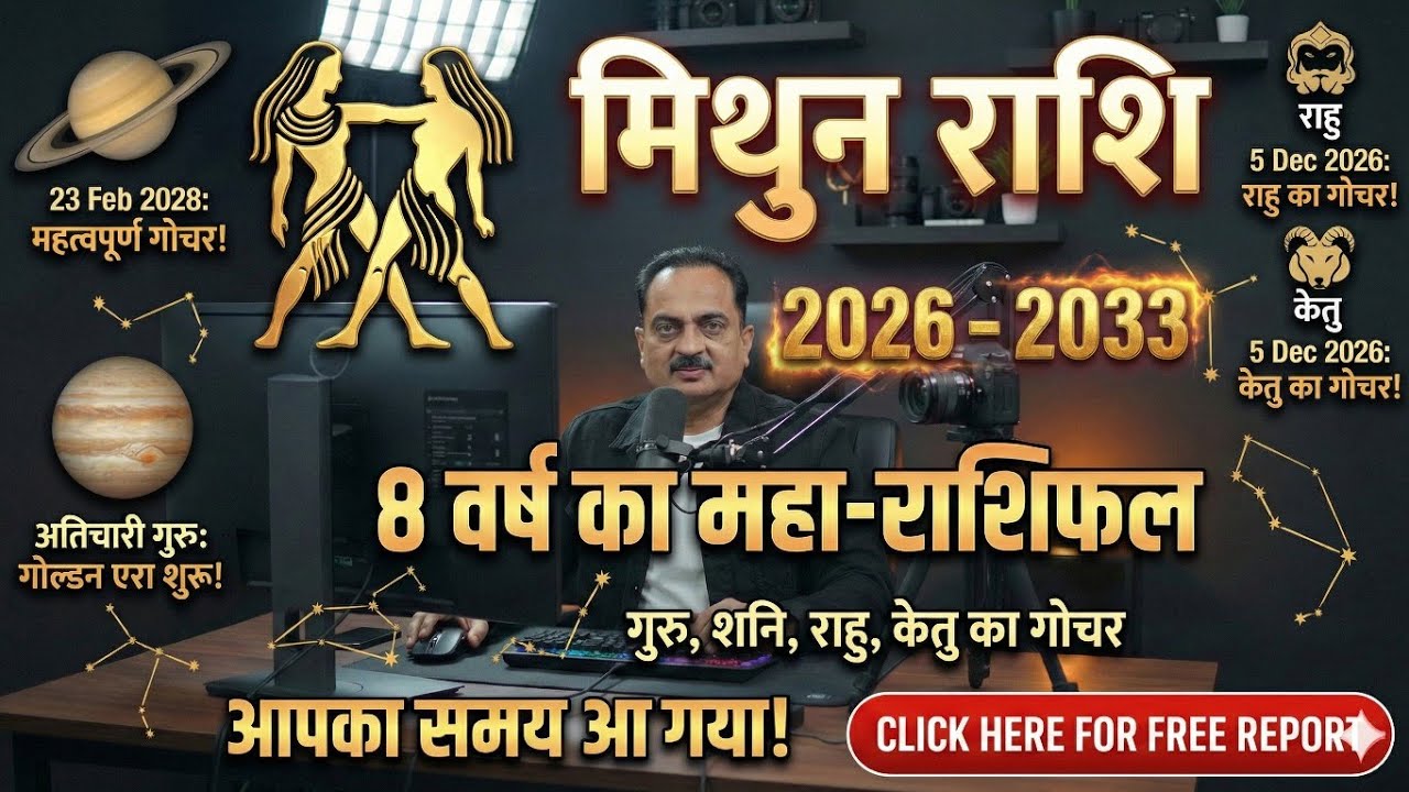 मिथुन राशि: 2026 से 2033 तक 8 साल का महा-राशिफल | अब शुरू होगा असली राजयोग! #Mithun