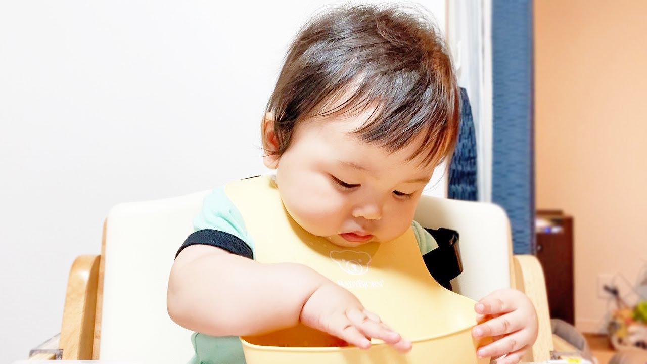 【ノーカット】生後8ヶ月が離乳食を食べるだけ〜新しいエプロンが気になった日〜