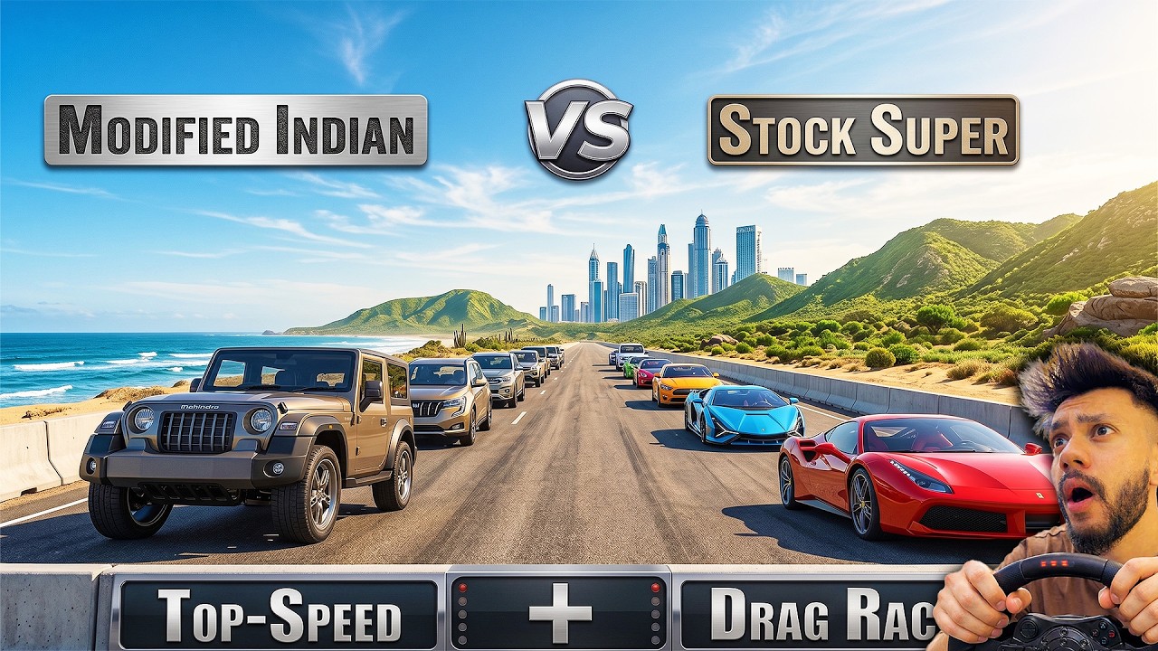 GTA 5 Modified Indian Cars  Vs Stock Super Cars Drag Race GTA 5