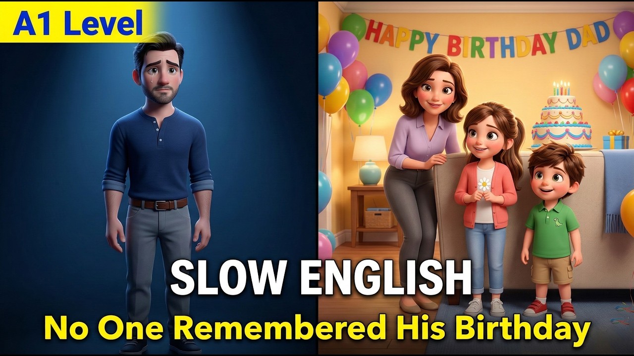 English Story with Subtitles: Dad's Birthday Surprise | Slow A1