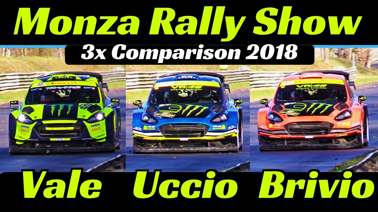 Monza Rally Show 2018 - 3x Comparison: Valentino Rossi vs Uccio vs Brivio - Ford Fiesta WRC Plus
