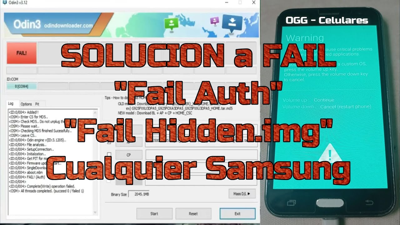 Solución a FAIL Auth, FAIL Hidden.img - Al flashear cualquier celular Samsung
