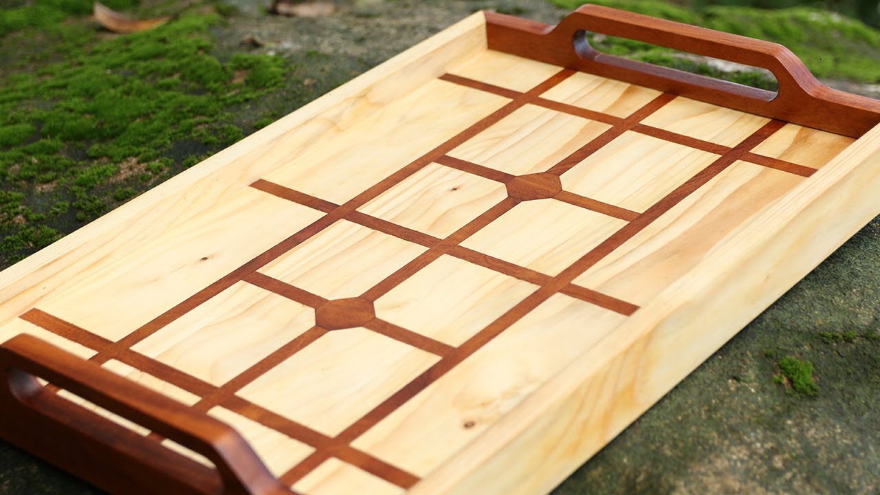 Wood Inlay Pattern Serving Tray Build | DIY Woodworking