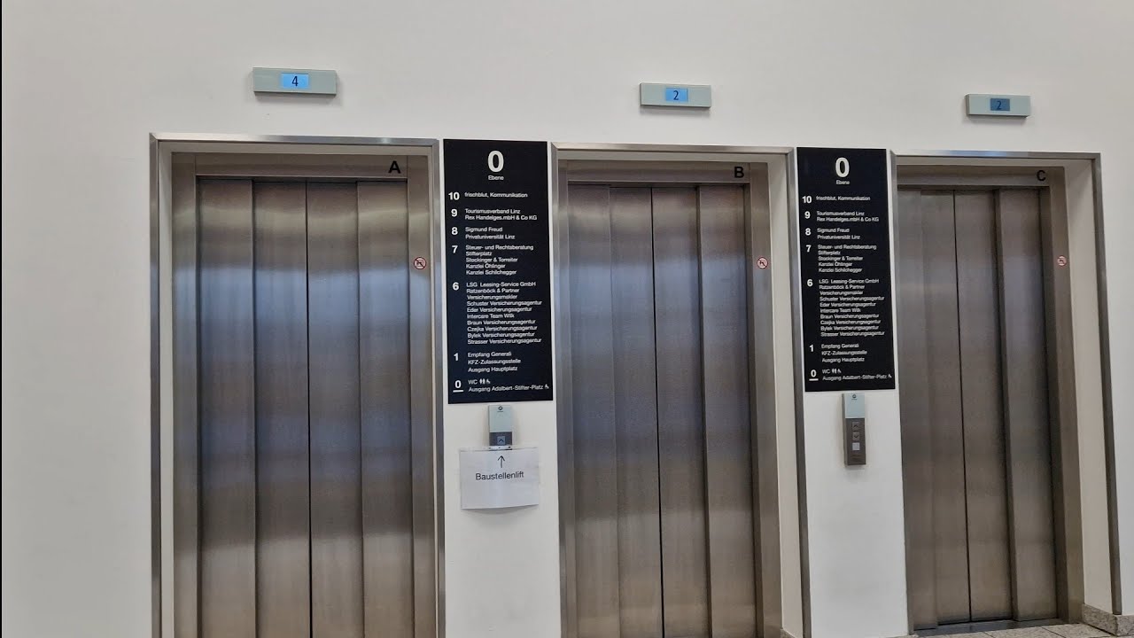 3er Set Wertheim Hochhausaufzüge mod. von Schindler (3 Wertheim high-rise lifts mod. by Schindler)