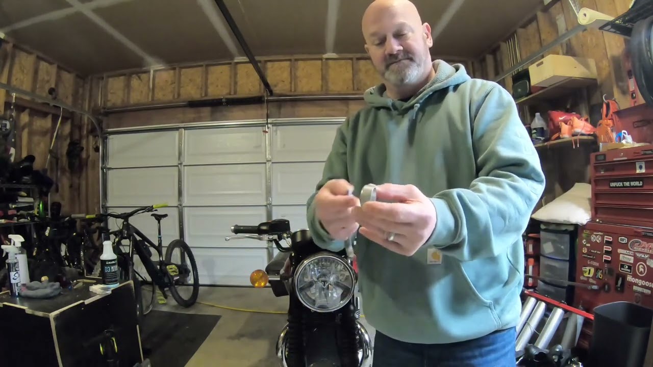 Bar end mirror install on my Bonneville T120