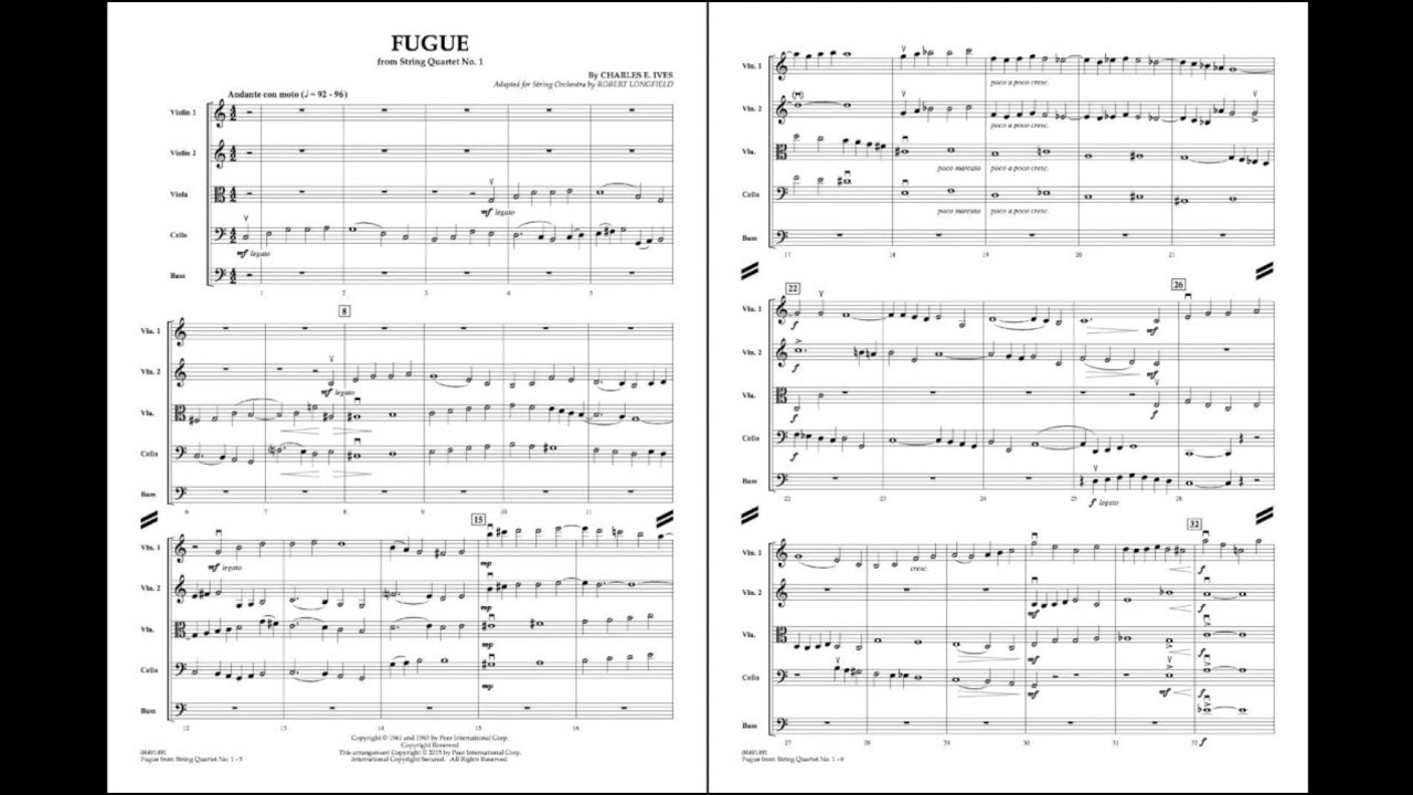 Fugue from String Quartet No. 1 by Charles Ives/arr. Robert Longfield