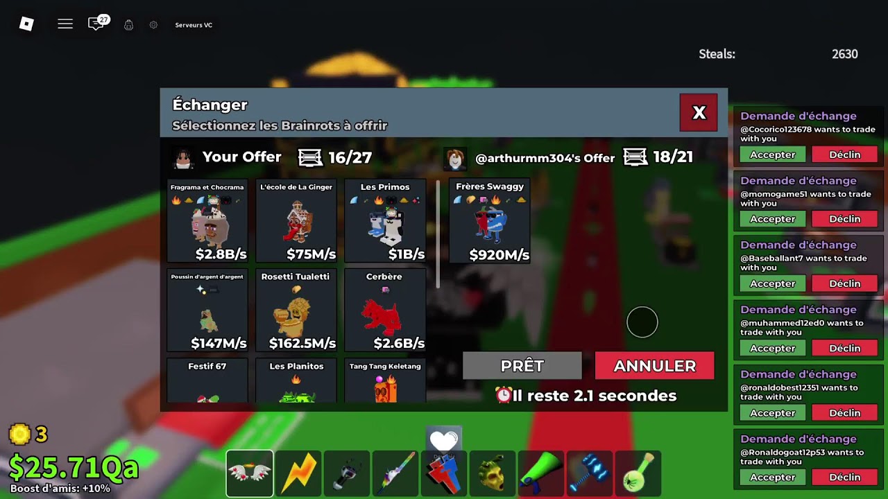 🔴 Live SAB trade Cherche snailo clovero noo my gold et grande combipsd Louislacalvitie 🔴