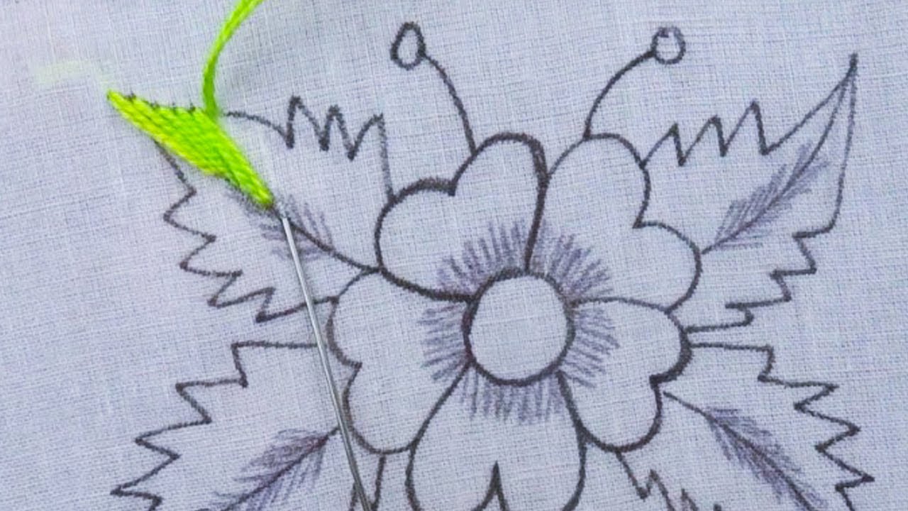 New hand embroidery work, amazing heart petal flower design with wings leaf