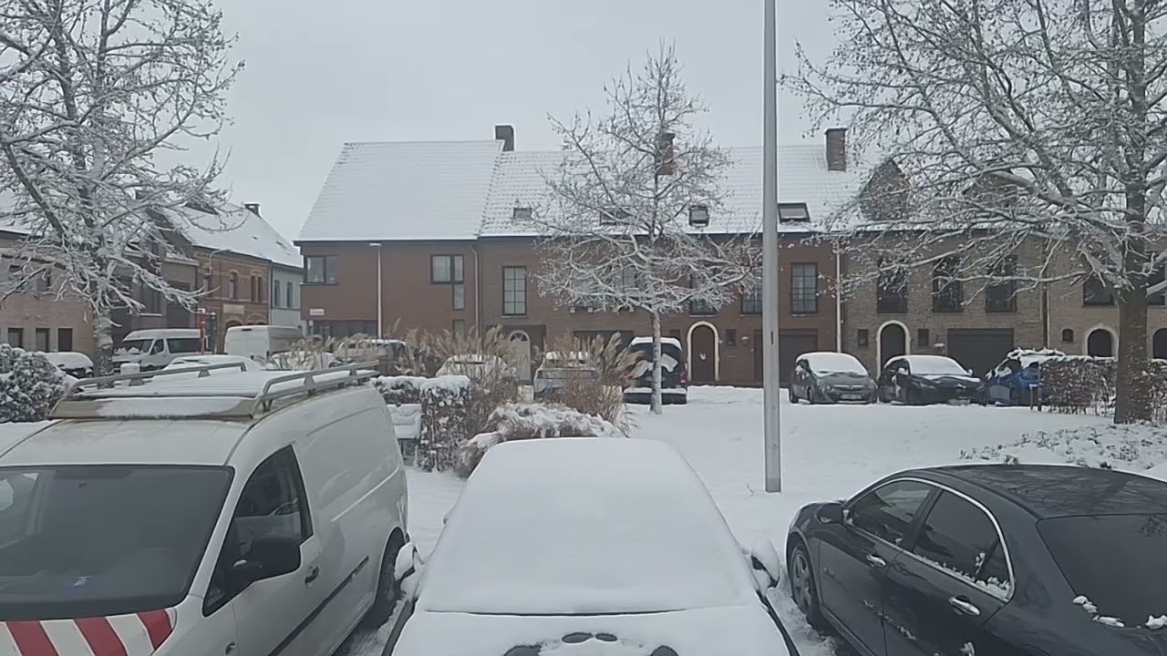 LOKEREN --- WIT SNEEUWLANDSCHAP --- Stoep vegen te KNAPTANDSTRAAT en KOUTER -- WO. 07-01-2026, 11u55