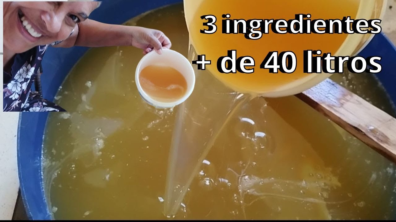 SÓ VAI 3 INGREDIENTES E RENDE MAIS DE 40 LITROS DE SABÃO LÍQUIDO. FEITO ÓLEO USADO E SODA LÍQUIDA.