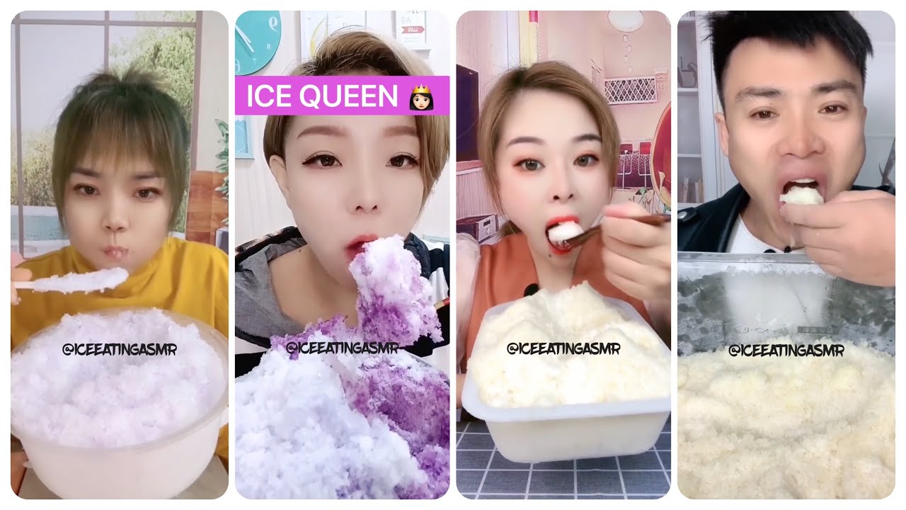 [ASMR] COLORED POWDERY CRUNCHY ICE & HARD ICE & ICE QUEEN 👸🏻 (LONG VIDEOS 🤤) & BIG BITES 💞