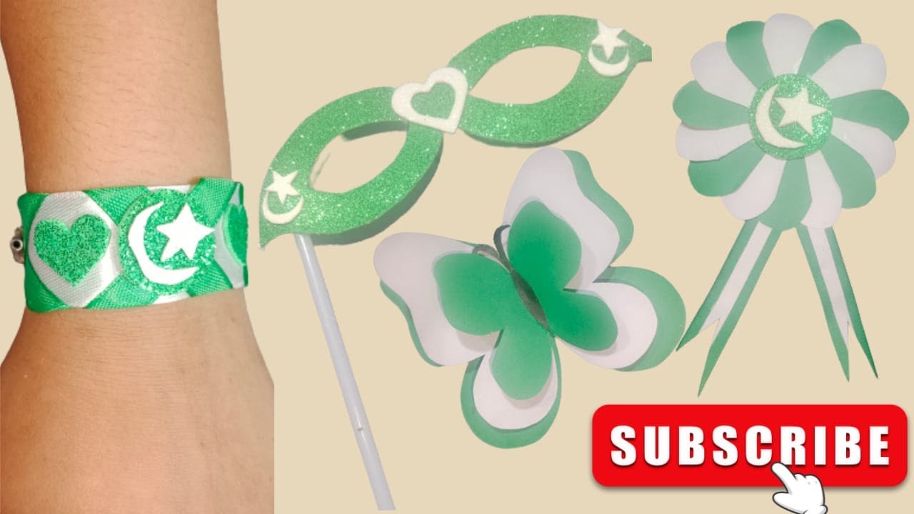 Independence day craft ideas/14august craft2023/paper craft/badge/face mask/bracelet/easy creativity