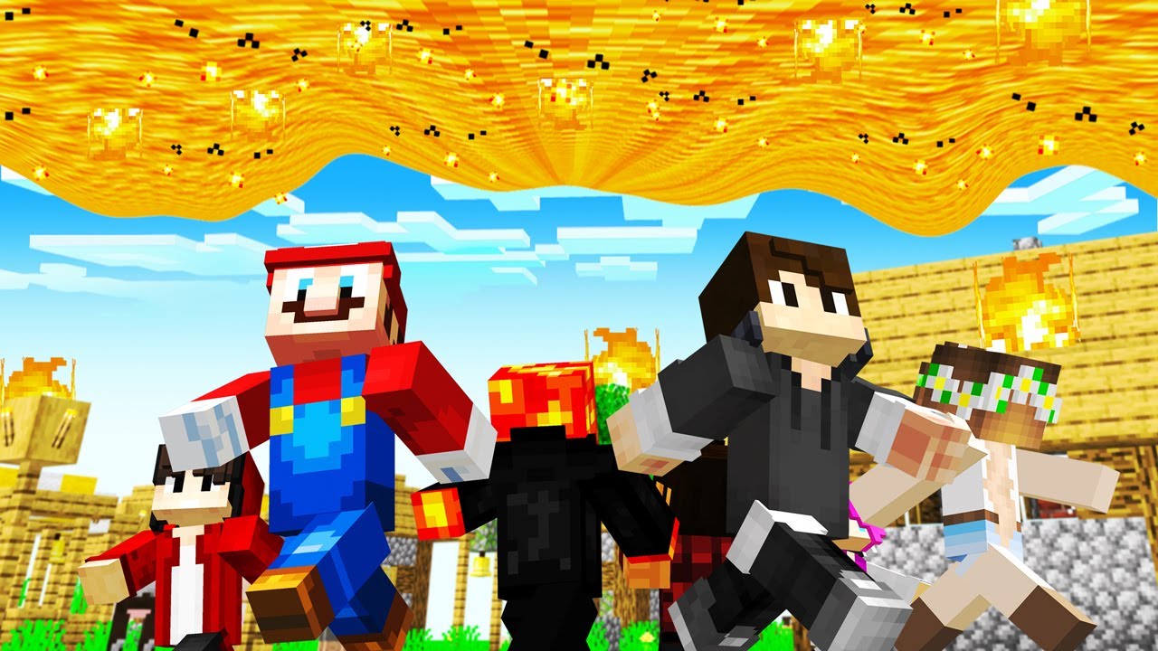 50 FANS TRY PROTECT THE VILLAGE FROM FALLING LAVA!