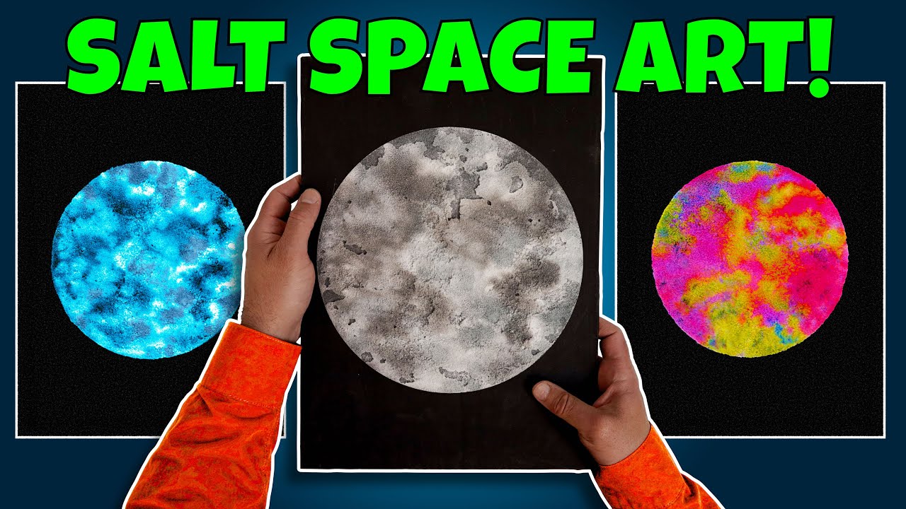 Space art lesson with salt and paint!