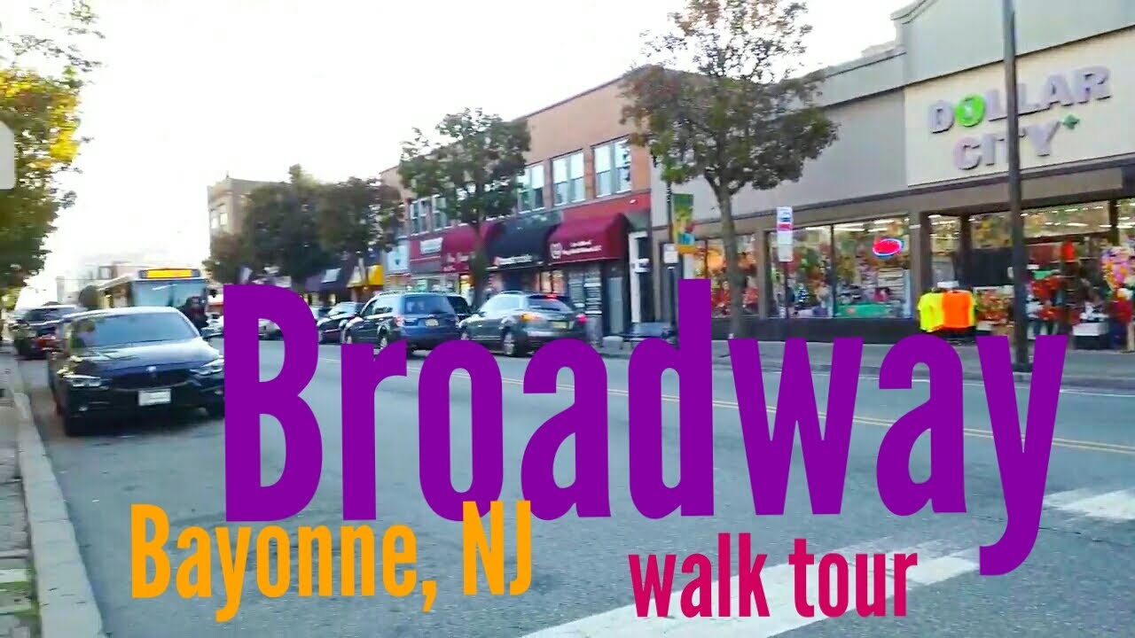 Walking on Broadway from 43rd St to 22nd St in Bayonne, New Jersey, USA