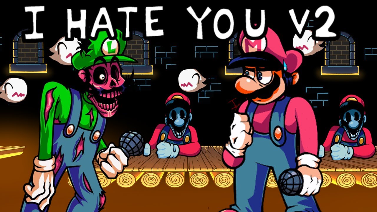 FNF I Hate You V2 but Luigi and Mario sings it (Playable) [Mario Madness V2]